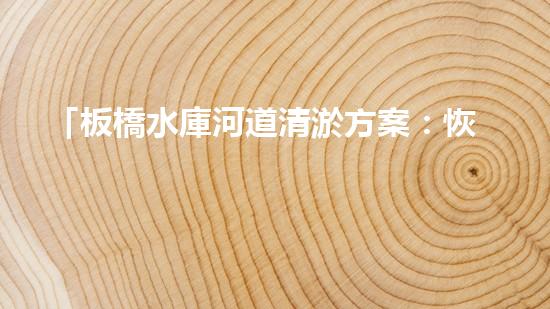 「板橋水庫河道清淤方案：恢復(fù)水質(zhì)，提升環(huán)境，保護(hù)生態(tài)」